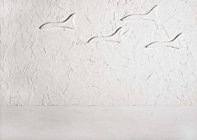 Pietro Calabretta, Se il cielo s'oscura, 2013, acrilico su vetro, 70x100 cm