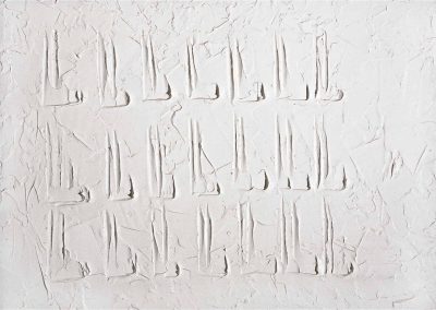 Pietro Calabretta, Si vous croyez qu'il n'y a guère de guerres, 2013, acrilico su vetro, 70x100 cm