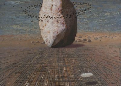 Baldin Ahmad, The wait, 2020, acrilico su carta, 90x90 cm
